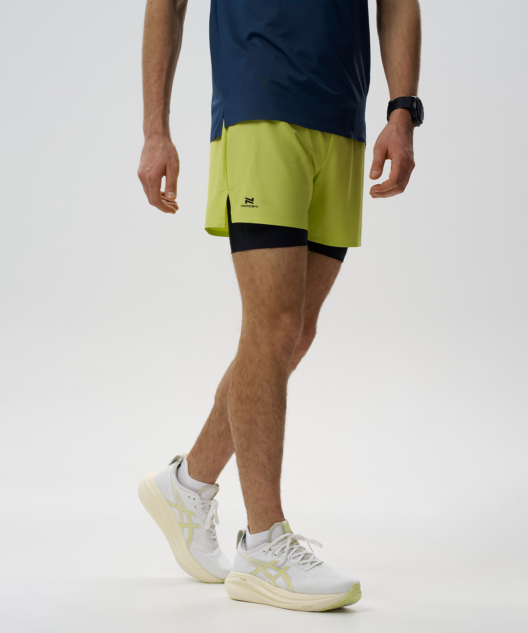 Шорты 2 в 1 Nordski Road Lime/Black